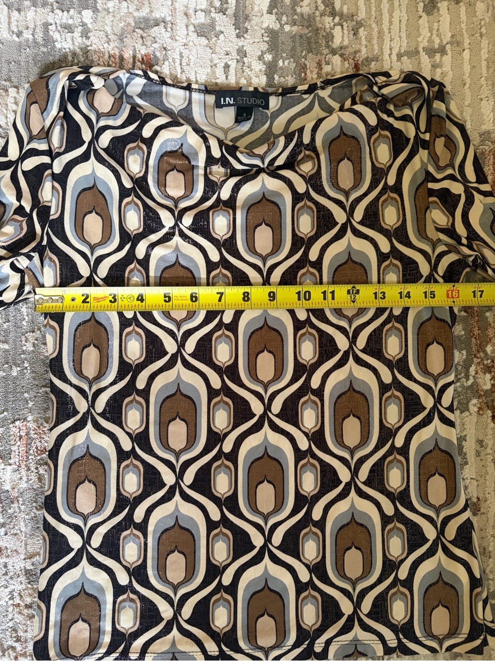 I.N. Studio Y2K Geometric Mesh Top Made in USA - Picture 5 of 5